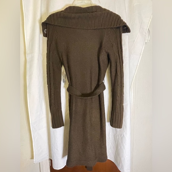NWT St John’s Bay Chocolate Brown Button Down Cardigan w Belt Size Small - Picture 3 of 9